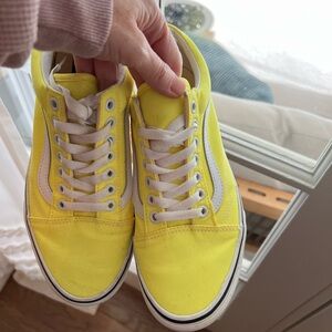 Vans Bright Yellow Canvas Low-Top Sneakers with White Stripe